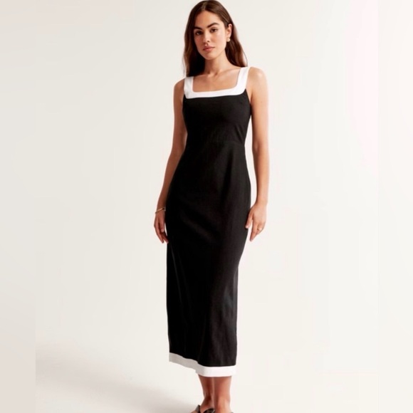 Abercrombie & Fitch Dresses & Skirts - Abercrombie & Fitch
Linen-Blend Squareneck Column Midi Dress